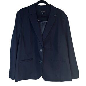 Talbots Plus Size 20W Navy Blazer Jacket Cotton Blend Single-Breasted